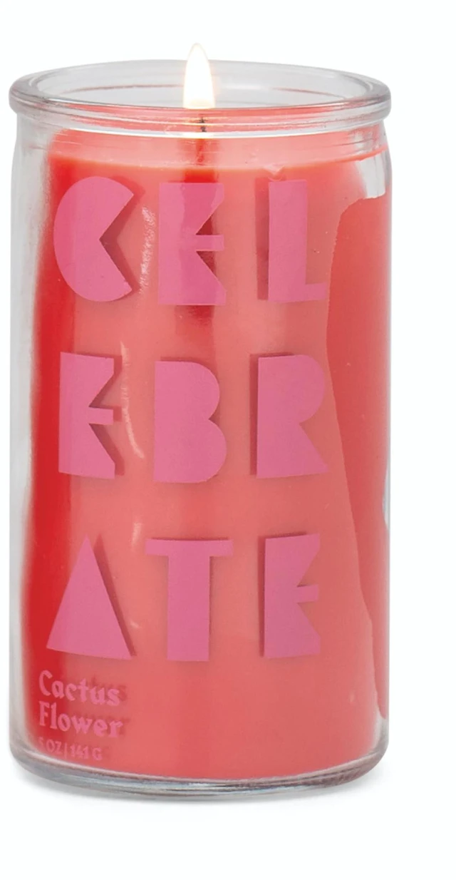 Main image of Paddywax Scented Candles Spark Collection Colourful Wax Candle in Clear Glass, 141g, Cactus Flower