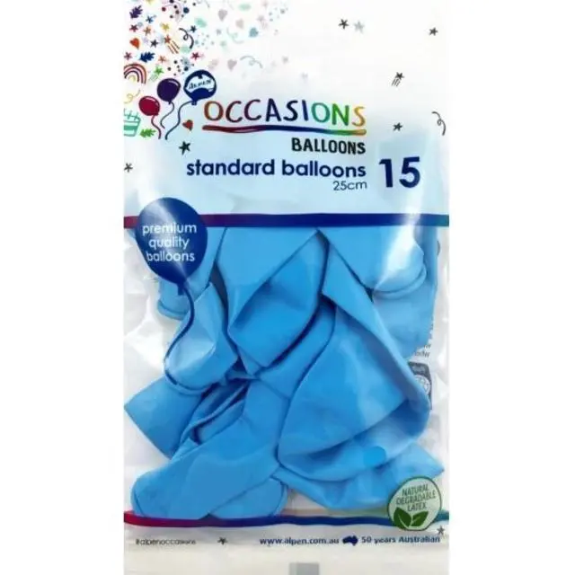 Alt view image 3 of 3 - ALPEN BALLOONS ALPEN 25CM LIGHT BLUE 15'S