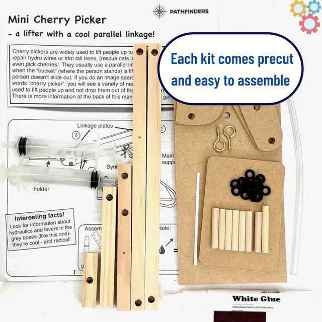 Alt view image 3 of 7 - PATHFINDERS STEM Kit- Hydraulics 4-in-1 Build 4 Hydraulic Machines | Engineering Model Kit for Kids 8+ | Educational Science Toy | Learn Physics & Mechanics | Wooden DIY Project