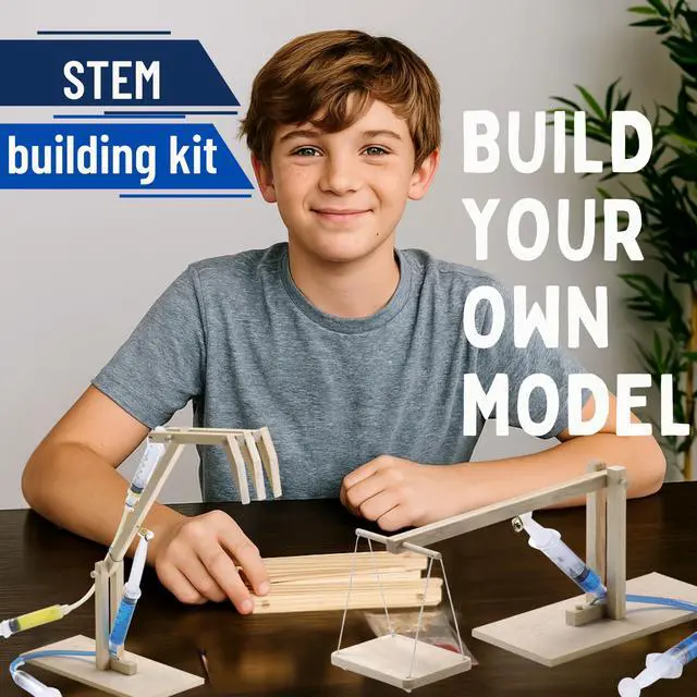 Alt view image 4 of 7 - PATHFINDERS STEM Kit- Hydraulics 4-in-1 Build 4 Hydraulic Machines | Engineering Model Kit for Kids 8+ | Educational Science Toy | Learn Physics & Mechanics | Wooden DIY Project