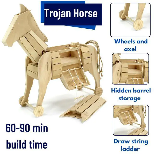 Alt view image 4 of 6 - PATHFINDERS STEM Kit Trojan Horse Model | DIY Wooden Craft Kit for Kids 10-14 | Girls Arts & Crafts STEM Gift | Ancient Greek History Project | Hands-On Educational Toy Engineering and Science