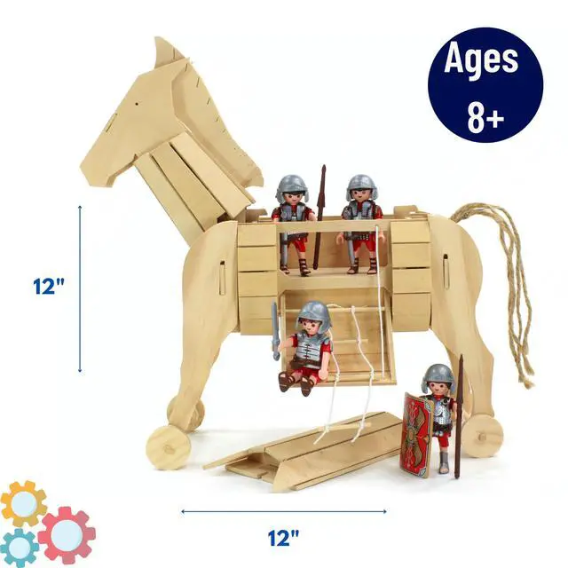 Alt view image 6 of 6 - PATHFINDERS STEM Kit Trojan Horse Model | DIY Wooden Craft Kit for Kids 10-14 | Girls Arts & Crafts STEM Gift | Ancient Greek History Project | Hands-On Educational Toy Engineering and Science