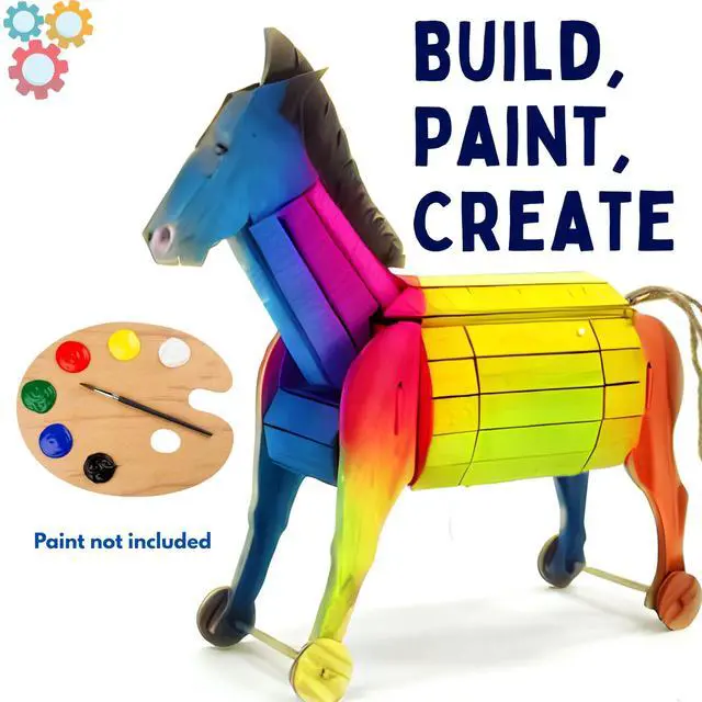 Alt view image 3 of 6 - PATHFINDERS STEM Kit Trojan Horse Model | DIY Wooden Craft Kit for Kids 10-14 | Girls Arts & Crafts STEM Gift | Ancient Greek History Project | Hands-On Educational Toy Engineering and Science