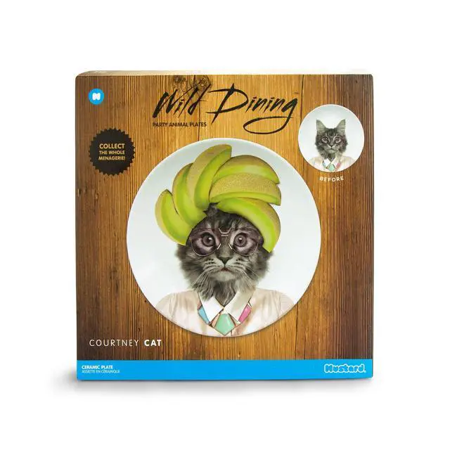 Alt view image 3 of 4 - MUSTARD - Wild Dining Dinner Plate I Funny Dinner Plate I 100% Ceramic I 9-inch Plate I Funny Plate with Goofy Pet Print I Gift Idea for Students | Dishwasher Microwave and Food Safe (Cat)