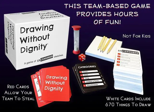 Alt view image 7 of 7 - Drawing Without Dignity Party Drawing Game Hilarious Sketching Game for Grown-Up Game Nights, Friends, Parties, Bachelorette Weekends & White Elephant Gifts