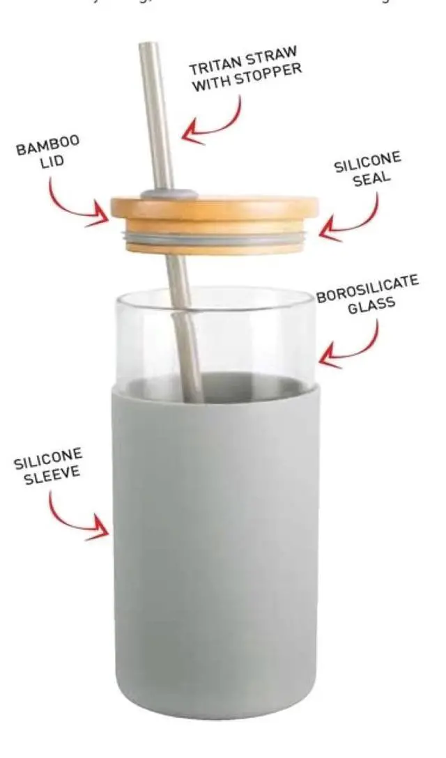Alt view image 2 of 3 - Glass Smoothie Tumbler - 500ml - Grey