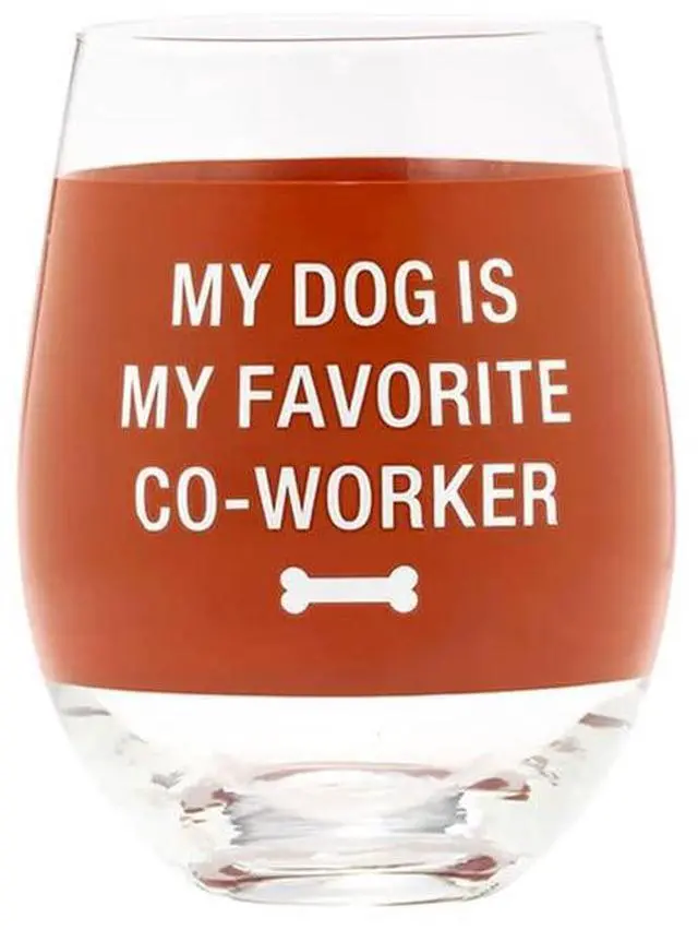 Main image of About Face Designs Hilarious Say What Collection - Gifts For Pet Lovers Stemless Wine Glass, 16-Ounce, Favorite Co-Worker