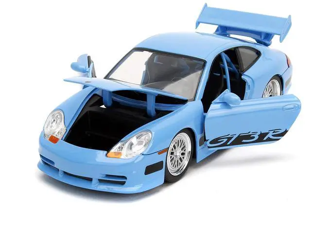 Alt view image 15 of 20 - Porsche 911 GT3 RS Light Blue with Black Accents "Fast & Furious" Movie 1/24 Diecast Model Car by Jada