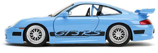 Alt view image 17 of 20 - Porsche 911 GT3 RS Light Blue with Black Accents "Fast & Furious" Movie 1/24 Diecast Model Car by Jada