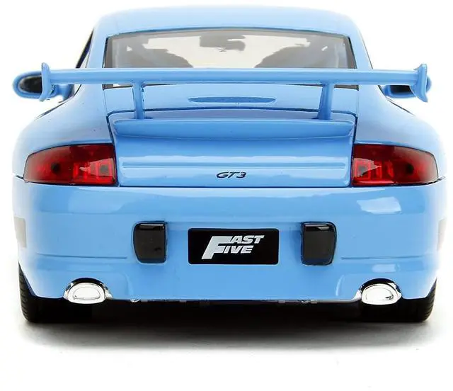 Alt view image 18 of 20 - Porsche 911 GT3 RS Light Blue with Black Accents "Fast & Furious" Movie 1/24 Diecast Model Car by Jada