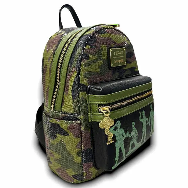 Alt view image 2 of 5 - Loungefly GT Exclusive Disney Pixar Toy Story Army Men Camo Sequin Mini Backpack