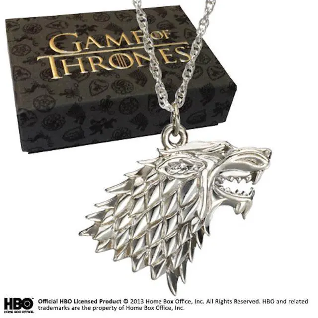 Alt view image 2 of 2 - The Noble Collection Game of Thrones Sterling Silver Stark Pendant