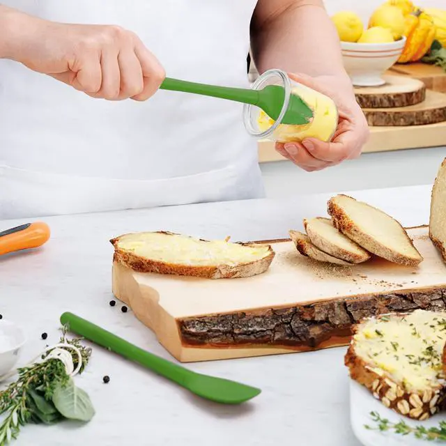 Alt view image 4 of 4 - Tovolo Flex Core Mini Silicone Spatula Spoonula Set of 2 for Cast Iron Non Stick Cooking & Baking, Dishwasher Safe Spatula & Spoonula All Silicone Heat Resistant BPA Free Kitchen Utensil, Pesto Green