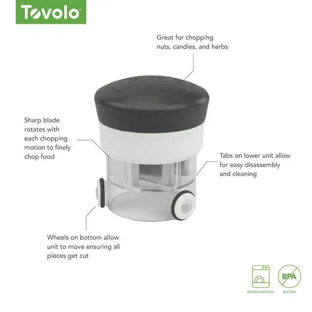 Alt view image 5 of 6 - Tovolo, Chop N Spin Mini Chopper Charcoal