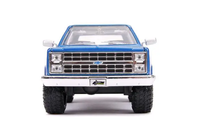 Alt view image 2 of 6 - Jada Toys Just Trucks 1:24 1980 Chevy Blazer with Rack Die-cast Car Blue Metallic Stripes, Toys for Kids and Adults