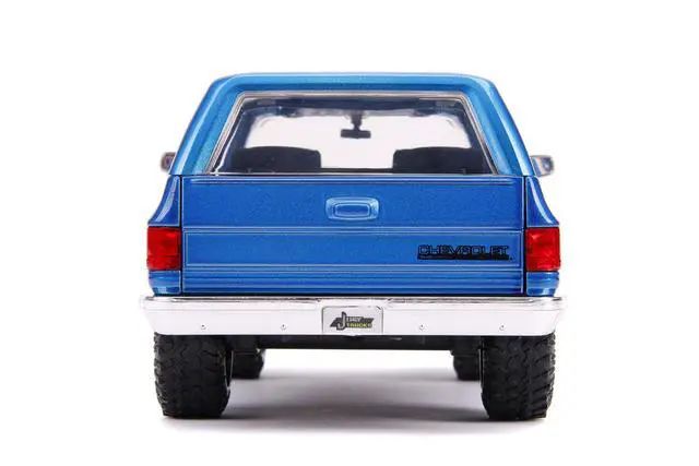 Alt view image 5 of 6 - Jada Toys Just Trucks 1:24 1980 Chevy Blazer with Rack Die-cast Car Blue Metallic Stripes, Toys for Kids and Adults