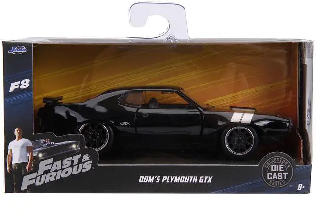 Alt view image 6 of 6 - Dom's Plymouth GTX Black with Silver Stripes Fast & Furious F8 "The Fate of the Furious" Movie 1/32 Diecast Model Car by Jada