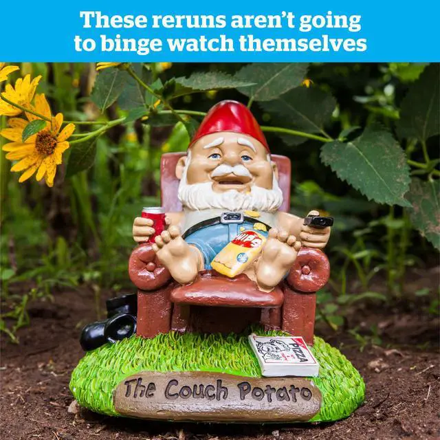 Alt view image 2 of 4 - BigMouth Inc Couch Potato Garden Gnome, Funny 9-inch Tall Lawn Gnome Statue, Garden Decoration