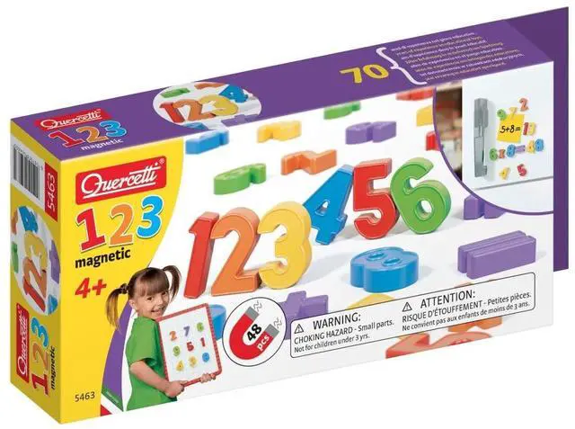 Main image of Quercetti Magnetic Numbers - 48 Piece Set (Made in Italy) Colorful