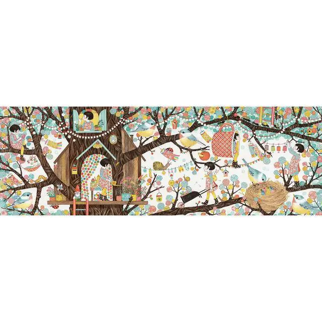 Alt view image 2 of 7 - DJECO Gallery Jigsaw Puzzle + Fine Art Poster - Treehouse, Brown, 1000