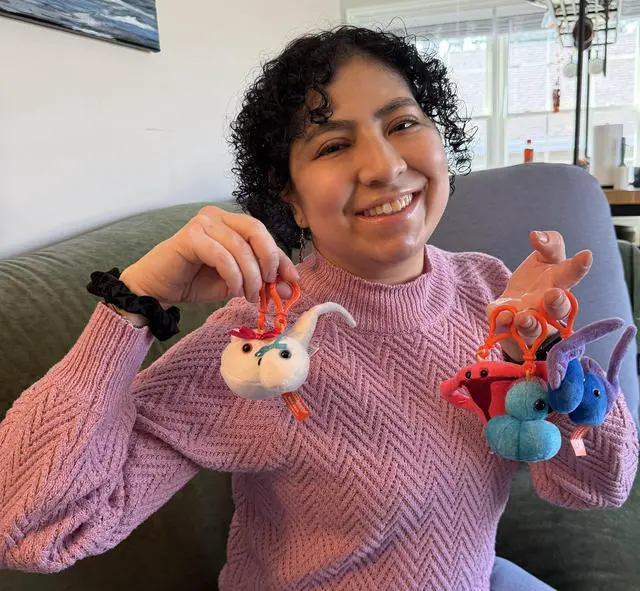 Alt view image 5 of 7 - GIANT MICROBES Lets Get it On Themed Gift Box, Funny Doctor Gifts, Funny Nurse Gift, Labor and delivery Nurse Gifts, Plush Keychain, Uterus Plush Toy, Reproductive System Model