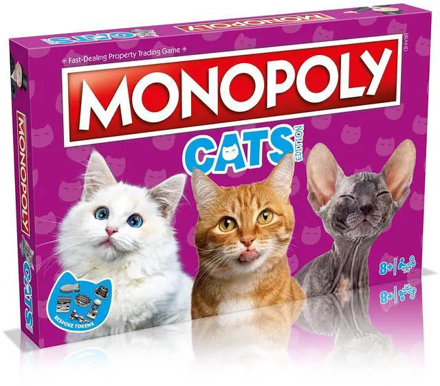 Main image of Cats Monopoly Board Game English Edition, Play with Your Favourite felines with Bespoke Tokens and Trade Your Way to Success, Fun Family Board Game for Ages 8 and up