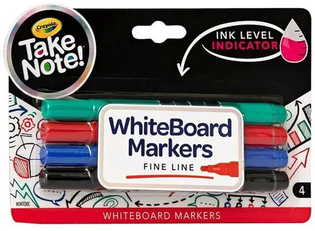 Main image of Crayola Take Note Dry Erase Markers, Fine Line, 4 Count
