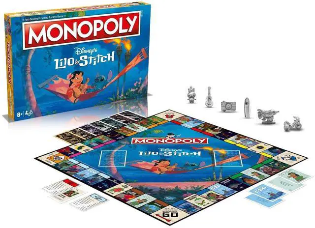 Main image of Winning Moves Disney Lilo and Stitch Monopoly Board Game, Embark on an Out of This World Journey with Lilo, Stitch, Nani, Jumba and Many More, Gift for Ages 8 Plus, Blue - Packaging May Vary