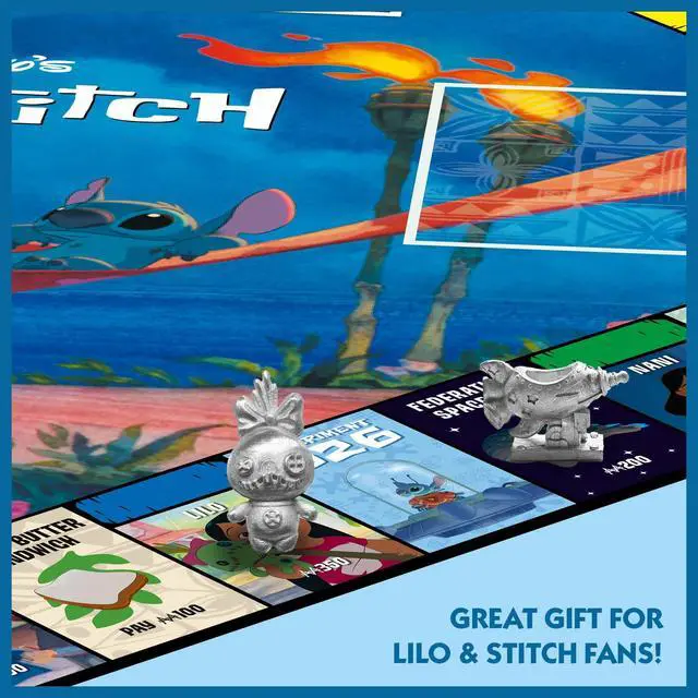 Alt view image 6 of 6 - Winning Moves Disney Lilo and Stitch Monopoly Board Game, Embark on an Out of This World Journey with Lilo, Stitch, Nani, Jumba and Many More, Gift for Ages 8 Plus, Blue - Packaging May Vary