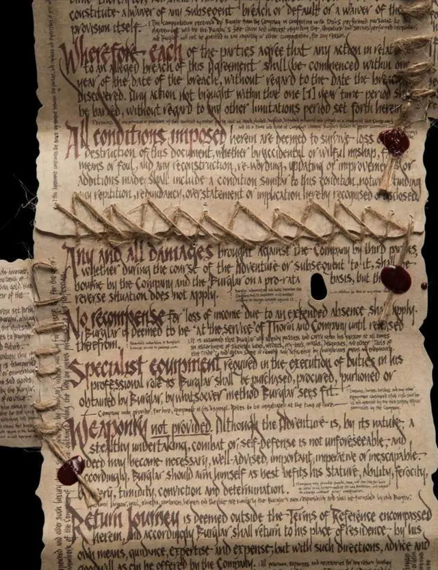 Alt view image 4 of 7 - Weta Workshop - Hobbit - The Burglar Contract of Bilbo Baggins (Miniature Prop Replica)