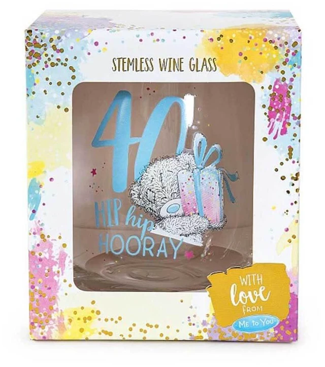 Main image of Me To You Bear 40th Birthday Stemless Wine Glass (AGN01005)