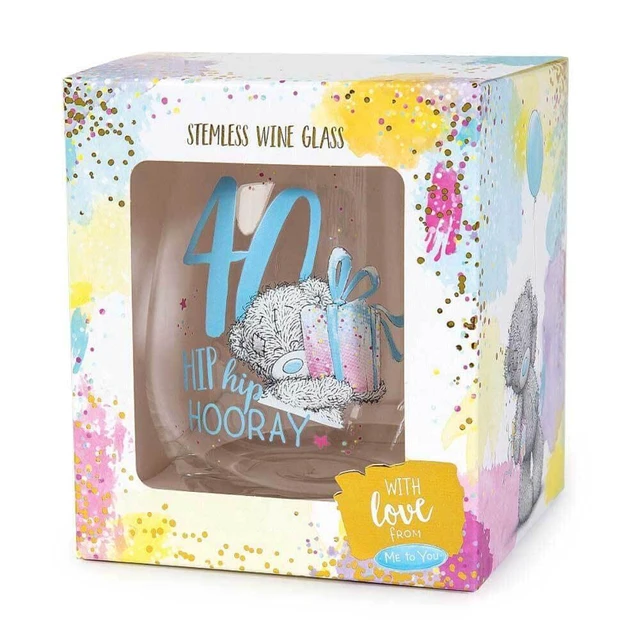 Alt view image 2 of 3 - Me To You Bear 40th Birthday Stemless Wine Glass (AGN01005)