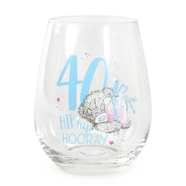 Alt view image 3 of 3 - Me To You Bear 40th Birthday Stemless Wine Glass (AGN01005)