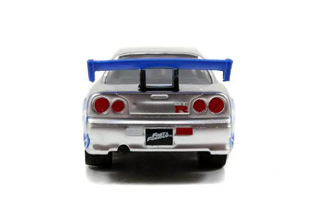 Alt view image 7 of 7 - Jada Toys Fast & Furious 1:55 Brian's 2002 Nissan GT-R R34 Build N' Collect Die-cast Model Kit, Toys for Kids and Adults, Blue