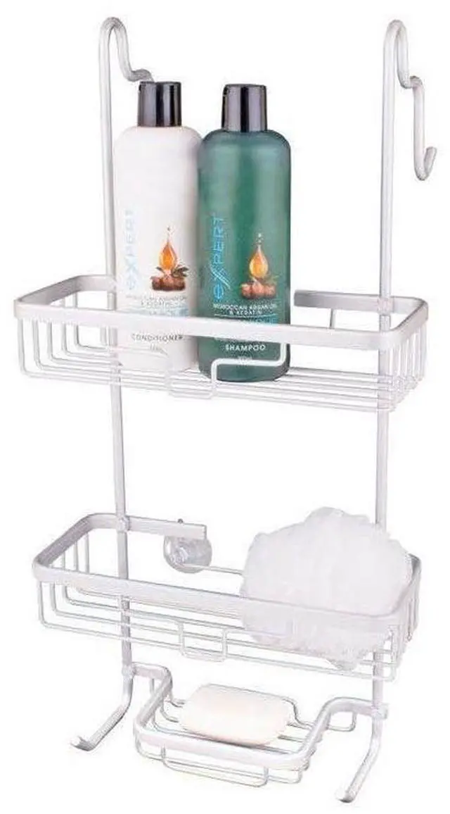 Main image of D.Line Aluminium Over The Door Shower Caddy, 28 cm Length x 16 Width x 58 Height, White