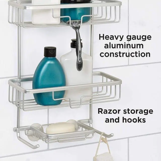 Alt view image 2 of 2 - D.Line Aluminium Over The Door Shower Caddy, 28 cm Length x 16 Width x 58 Height, White