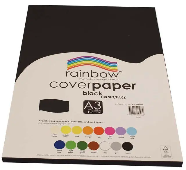 Alt view image 2 of 3 - Rainbow A3 Cover Paper 100 Sheets, Black