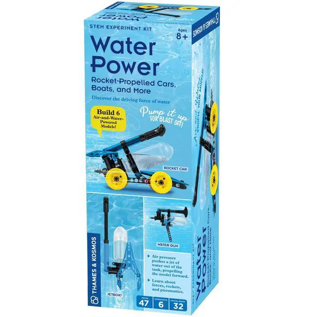 Alt view image 2 of 7 - Thames & Kosmos Water Power STEM Experiment Kit | Build Your Own Rocket-Propelled Cars, Boats, and More! | Explore Physics of Air & Water, Pneumatics | 6 Models | Full-Color Manual & Experiment Guide