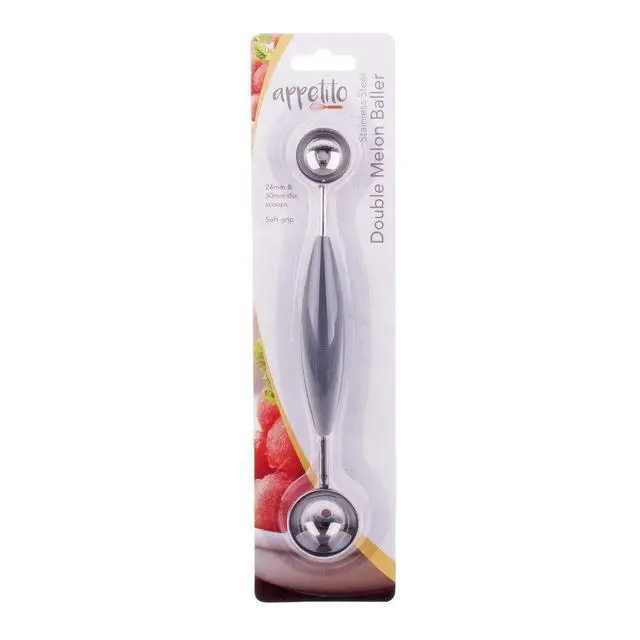 Alt view image 2 of 2 - Stainless Steel Double Melon Food Baller Soft Grip