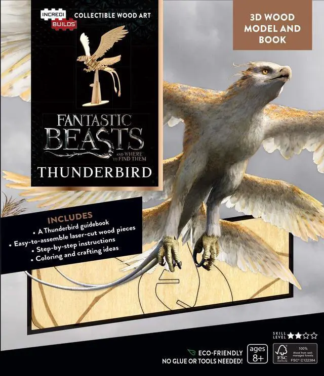 Alt view image 2 of 2 - Fantastic Beasts and Where to Find Them Thunderbird Book and Figure Kit - Build, Paint and Collect Your Own 3D Wooden Movie Toy Model - Kids and Adults, 8+ - 7"