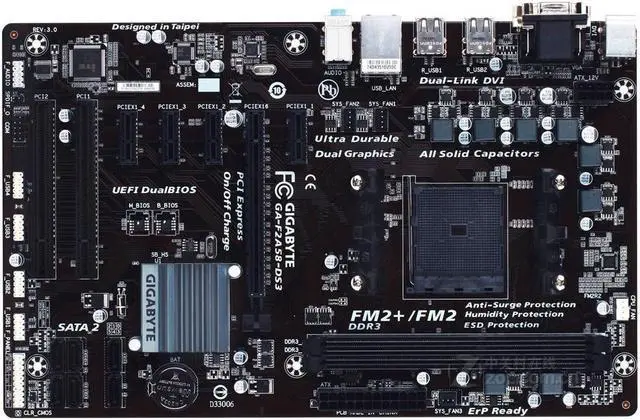Main image of GIGABYTE F2A58-DS3 Socket FM2/FM2+ AMD A58 DDR3 64GB ATX