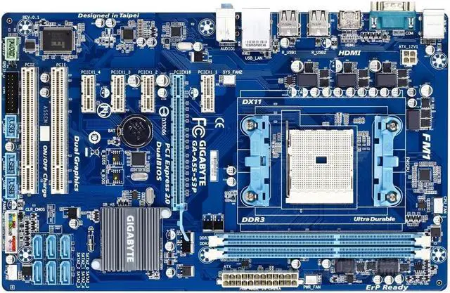 Main image of GIGABYTE GA-A55-S3P(rev.1.0/rev.1.2/rev.2.0) Socket FM1 AMD A55 DDR3 64GB ATX