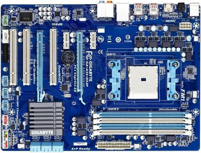 Main image of GIGABYTE GA-A55-DS3P(rev.1.0) Socket FM1 AMD A75 DDR3 64GB ATX