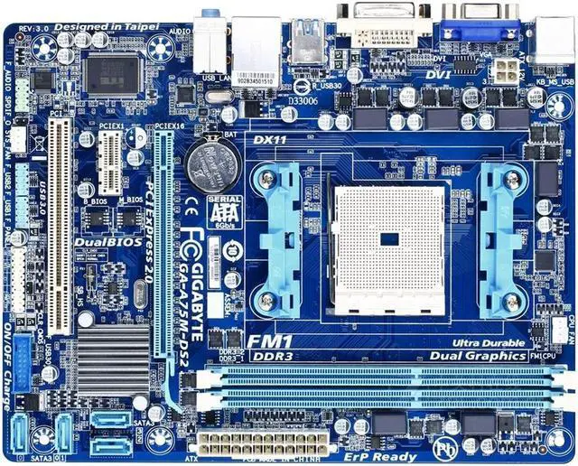 Alt view image 2 of 5 - GIGABYTE GA-A75M-DS2 Socket FM1 AMD A75 DDR3 64GB Micro ATX