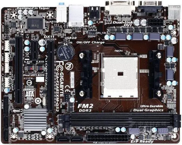 Main image of GIGABYTE GA-F2A85XM-DS2 Socket FM2 AMD A85X DDR3 64GB Micro ATX