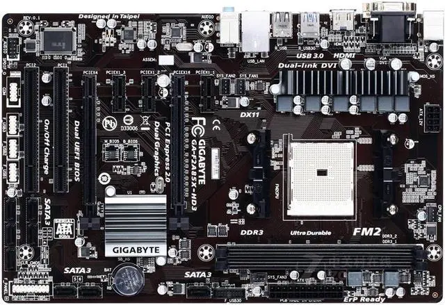 Main image of GIGABYTE GA-F2A85X-HD3 Socket FM2 AMD A85X DDR3 64GB ATX