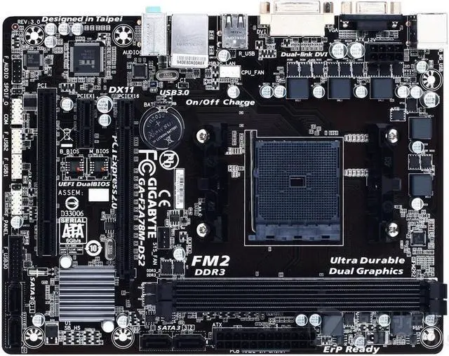 Main image of GIGABYTE F2A78M-DS2(rev.3.0) Socket FM2/FM2+ AMD A78 DDR3 64GB Micro ATX