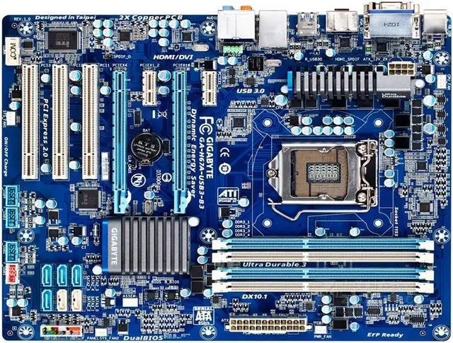 Main image of GIGABYTE GA-H67A-USB3-B3 LGA 1155 Intel H67 DDR3 32GB ATX