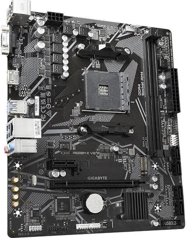 Alt view image 2 of 3 - GIGABYTE A520M K V2 Socket AM4 AMD A520 DDR4 32GB Micro ATX