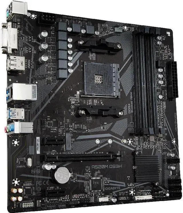 Alt view image 3 of 4 - GIGABYTE A520M DS3H Socket AM4 AMD A520 DDR4 128GB Micro ATX